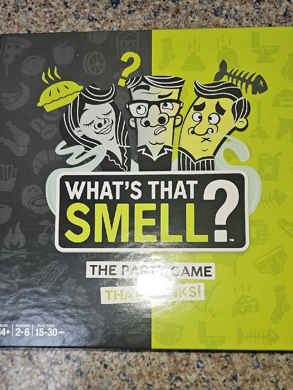 What's That Smell? Party Game - Lime Green & Black Box
